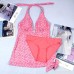 VigorY Women Sexy Solid Swimsuit Monokini Swimwear Bathing Beachwear Bikini top with High Waisted Bottom Tankini Set Pink B07P1YGTNR